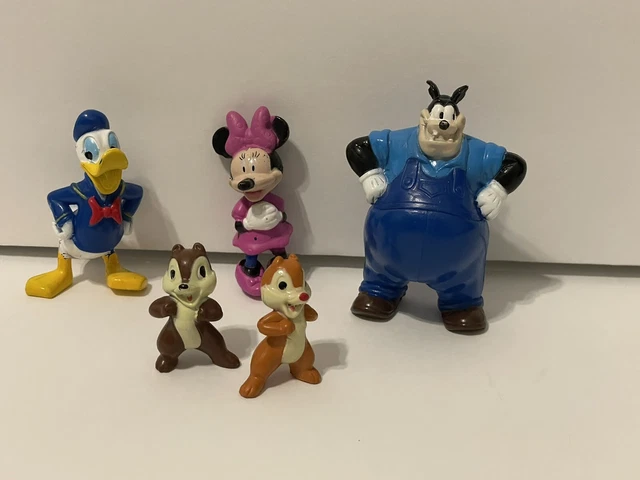 Disney PVC Character Toy Figures Lot 5 Cake Topper, Minnie Donald Pete Chip Dale