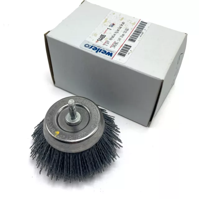 NIB WEILER 14405 2-3/4" Abrasive Nylon Cup Brush 1/4" Stem Steel Backing -USA