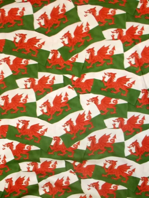 Tessuto Galles bandiera gallese drago nazionale Nutex 100% cotone largo 112 cm 11310-101