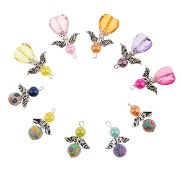 10x Angel Wing Charms Jewelry Making Pendants Earrings DIY Embellishments
