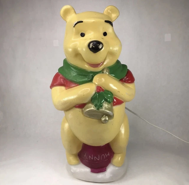 DISNEY WINNIE THE Pooh with Bell Blow Mold 17" Santa's Best Christmas