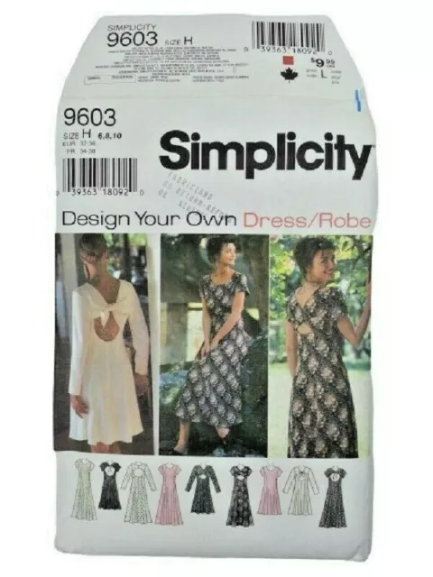 Simplicity 9603 Misses Petiteable Dress Sewing Pattern Size 6-10 Uncut Flair Bow