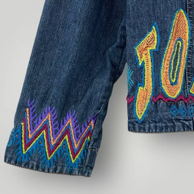 CHICO’S Denim Jacket Size 2 (Size 12) Heavily Embroidered Beautiful Unique 2