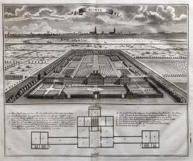 Rijswijk Hollande Nederland Pays-Bas Gravure sur Cuivre Engraving Merian 1680