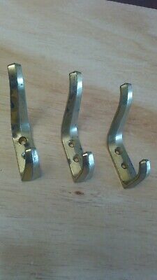 Vintage Brass Coat And Hat Hooks Lot Of Three