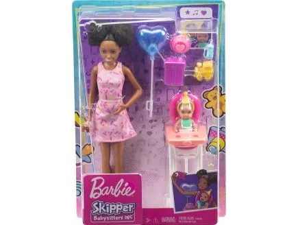 Coffret Barbie Skipper Noir Babysitter Fete Anniversaire - Avec poupee, bebe