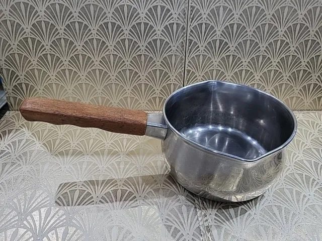 Vintage Prestige Stainless Steel Copper Bottom 14 cm Saucepan Wood handle