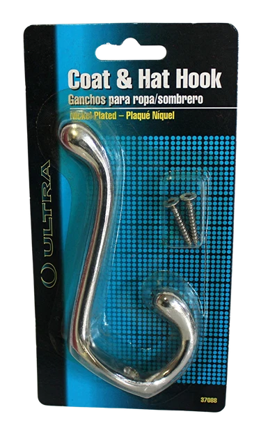 Large 5" Coat & Hat Hook Wall Mount Nickel Plated Heavy Duty Multi Purpose
