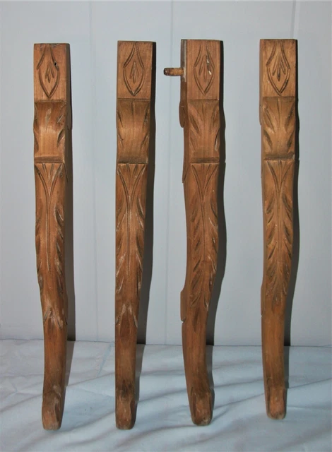 Architectural Salvage Carved Wood Furniture Legs Vintage or Antique 19" Tall