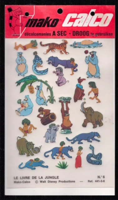 Walt Disney . Pochette De Decalcomanies Livre De La Jungle 1 . 1970' . ( T17 )