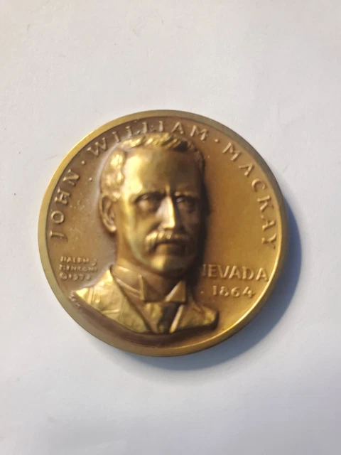 Nevada Medallic Art Co Statehood  Bronze Medal John  MacKay  Original Box