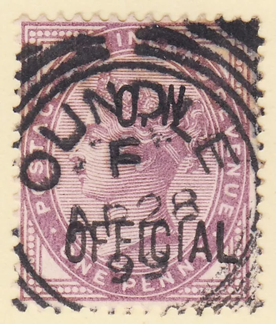 GB QV 1896 1d LILAC O. W. OFFICIAL SGO33 GU + OUNDLE CANCEL