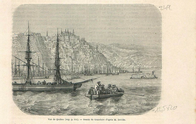 Vue du port de Québec aux Canada GRAVURE 1861