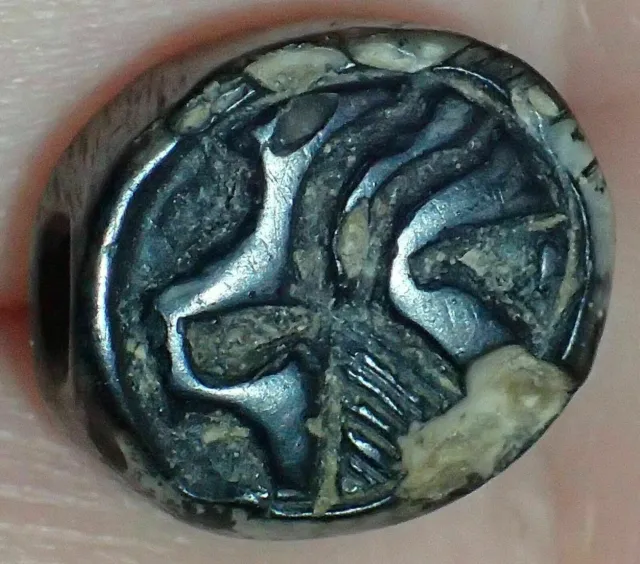 12mm Ancient Himyarite Kingdom Agate Stone Seal Bead, # S2442