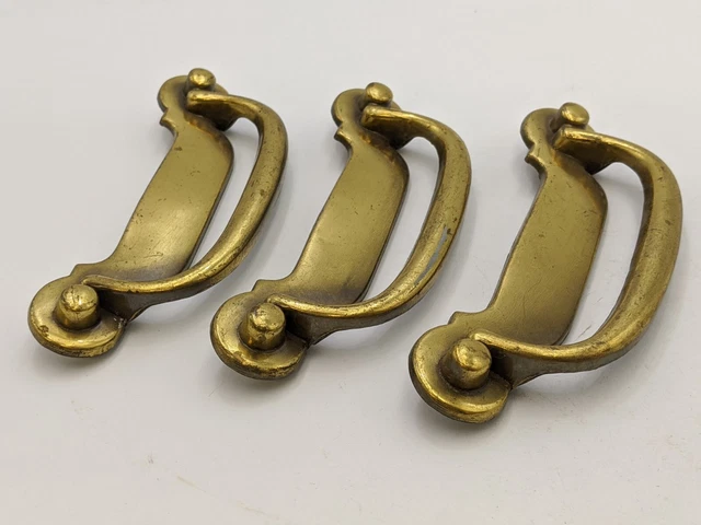 Lot de 3 boutons de quincaillerie tiroir poignée tiroirs en laiton vintage 2