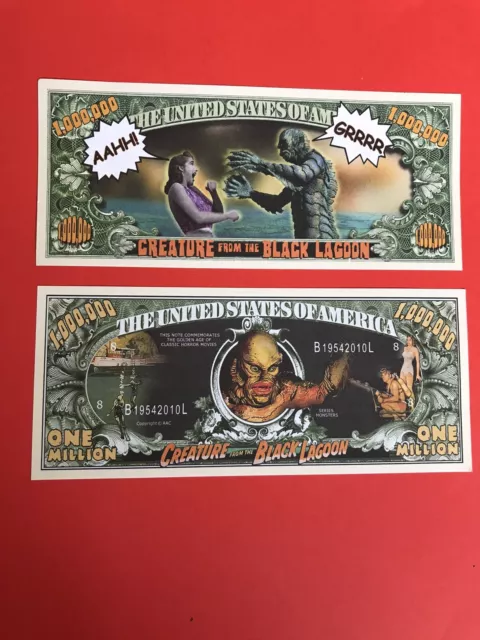 2 Creature From The Black Lagoon  Million Dollars Doubleside Novelty Banknotes