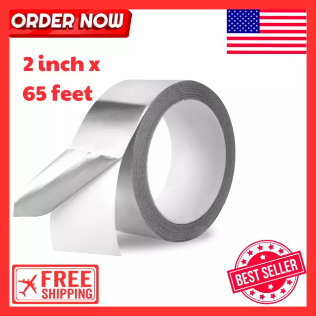 2 Inch X 65 Feet Foil Aluminum Tape (3.9 Mil) Insulation Adhesive Metal HVAC****