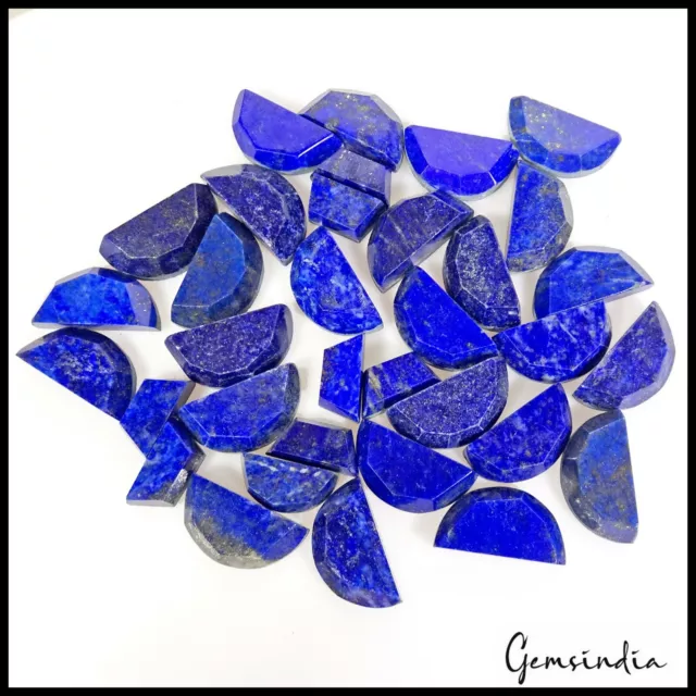 224.80 Ct ~Natural Blue Lapis Lazuli D Half Moon Checker Cut Loose Gemstones Lot