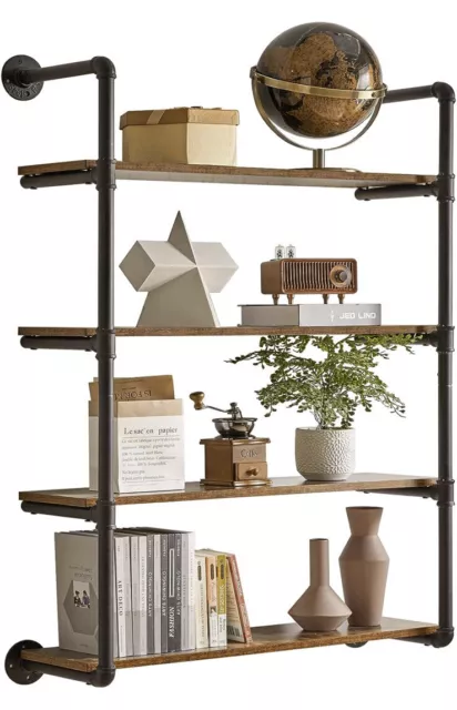 Industrial Pipe Shelf Bracket, 4-Tiers Floating Shelves Wall Mounted, 31.5"