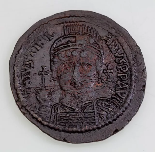 527-565 AD Byzantine Justinian I, Dated RY 15 (541 1/2 AD) AE Reformed Follis F+