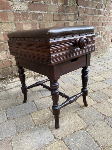 Adjustable Victorian Rosewood Piano Stool by Brooks Limited in Great Condition