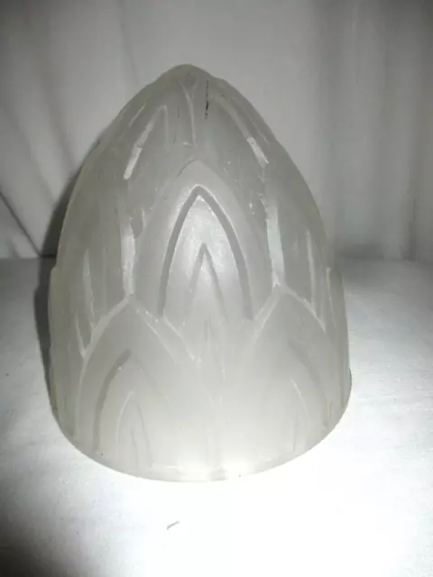 Globe Obus Pate De Verre Presse Moule Art Deco  Pour Lampe  Pied Fer Forge Tbe