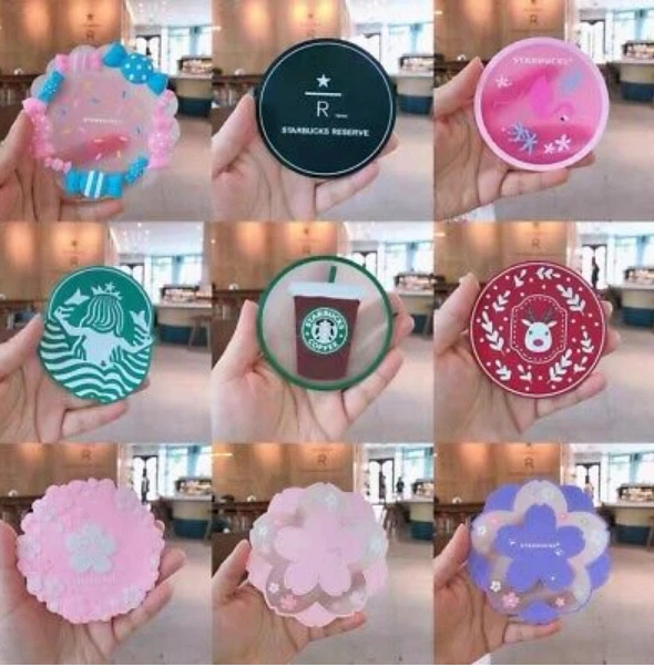 Hot Starbucks Glass Cup Coffee Mugs Coaster Sakura Silica gel Insulation Pad Mat