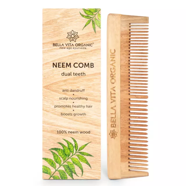 Bella Vita Organic Dual Teeth Wooden Neem Comb (1 Pc) free shipping