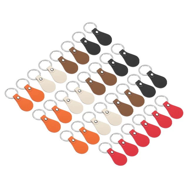 Kit Portachiavi in Pelle, 30pz Portachiavi in Pelle Pu Vuoti con Anelli Chiavi, 5 Colori