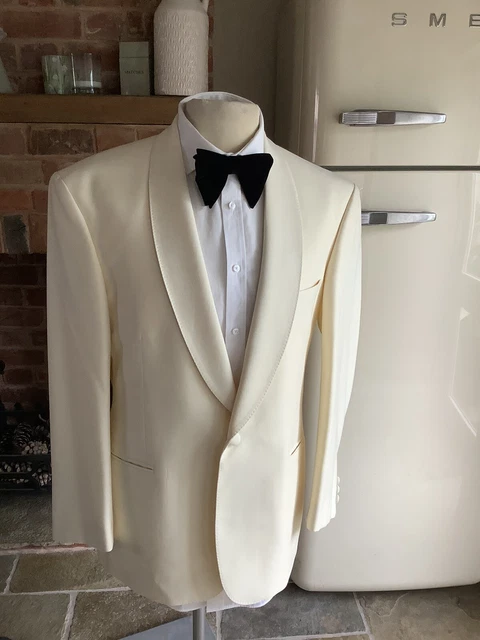 Superba giacca da cena smoking M&S crema petto singolo da uomo 46 L