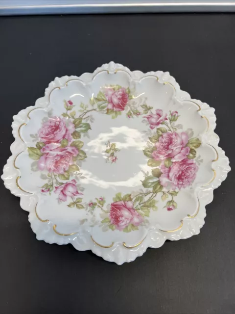 Victorian Austrian porcelain plate with rose pattern