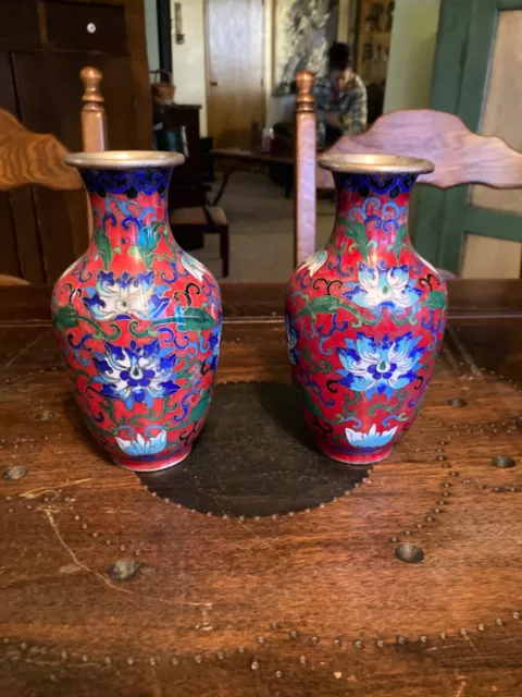 pair of chinese cloisonne vases early 20th century