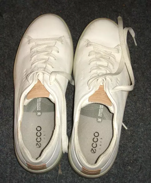 ECCO GOLF TRAY Ladies Leather Golf Shoes White EU 39 remove insoles for ...