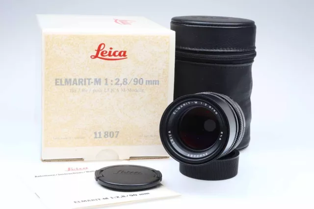 Leitz Elmarit M 90mm f2.8 Leica 11807 E46 Objektiv Lens 95292 near mint full Set