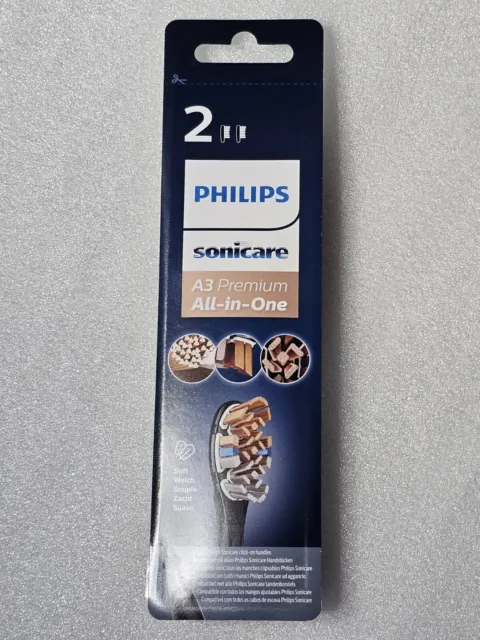 Philips Sonicare A3 Premium testine all-in-one, nero, confezione da due. Nuovo