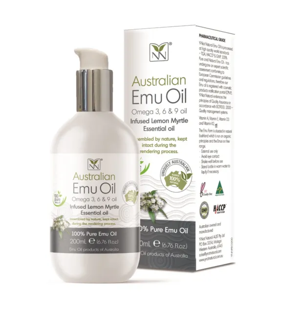 Pure Emu oil, Infused Lemon Myrtle for Hypoallergenic Skin Care, Hair & Healing