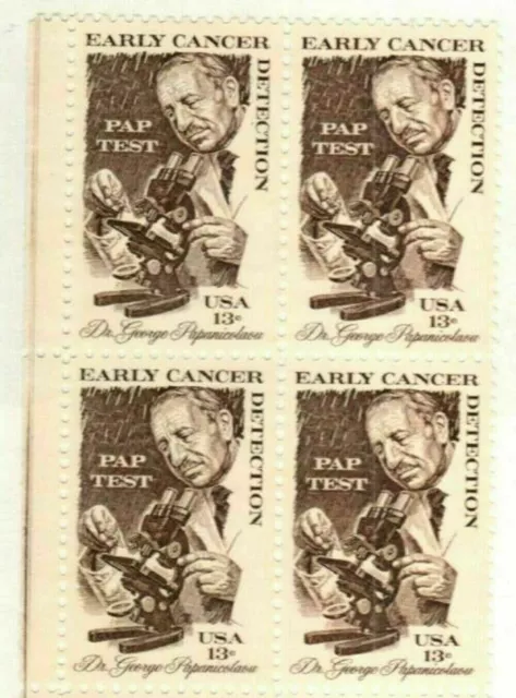 PAP TEST-CANCER DETECTION-Block of 4 Collectible Unused 1978 Stamps-FREE SHIPPIN