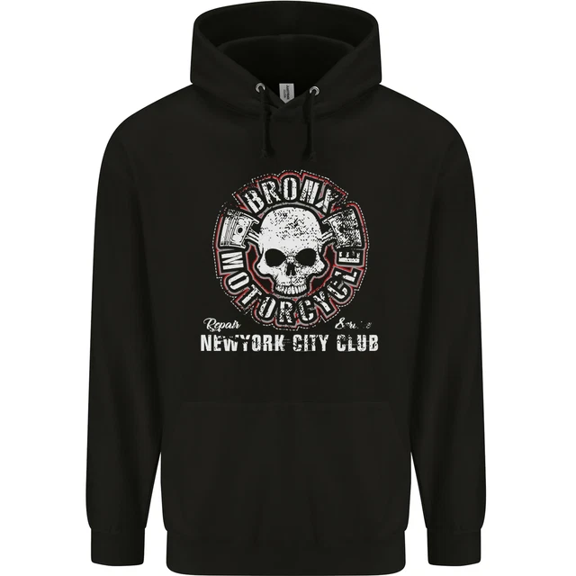 Bronx Motorcycle Motorcycle Motorbike Biker Mens 80% Cotton Hoodie