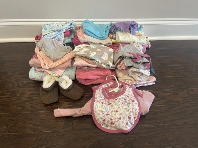 40 PC Baby Girl 3-6 Month Lot Bundle Gerber Carter Old Navy & More