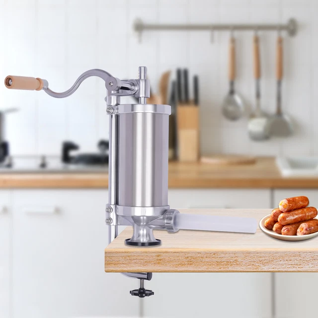 Manual Sausage Stuffer Vertical Meat Press Filler Maker Stainless Steel 2.5 LBS