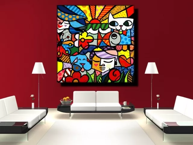 Leinwand Bild Er Xxl Pop Art Graffiti Moderne Kunst Abstrakt Frau Hund Bunt