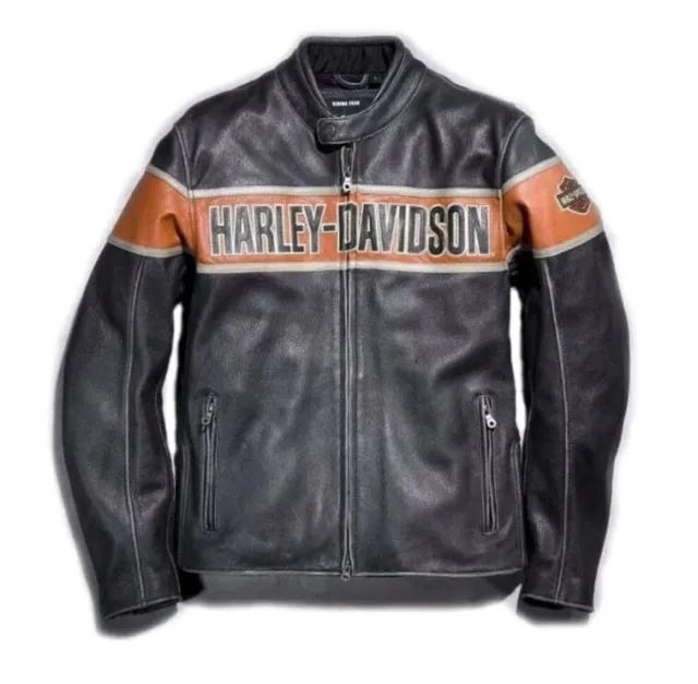 Men's Handmade Harley Davidson Racing BIKE Distressed Cowhide Leather Jacket.