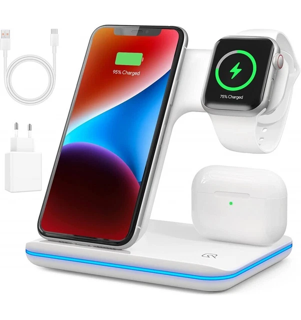 Cargador Inalámbrico para dispositivos Apple, 3 in 1 Estación de Carga IWATCH