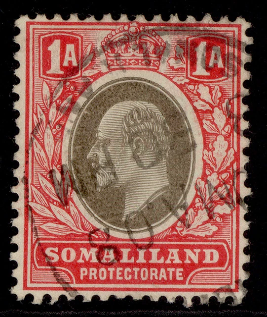 SOMALILAND PROTECTORATE EDVII SG46a, 1a grey-black & red, FINE USED. CDS