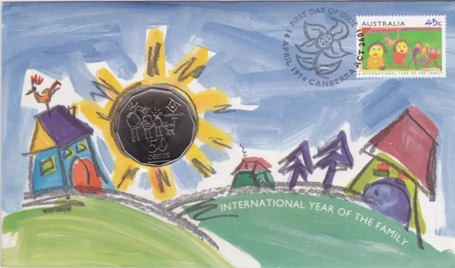 1994 International Year Of The Family FDC/PNC With RAN 50c Coin - Canberra PMK