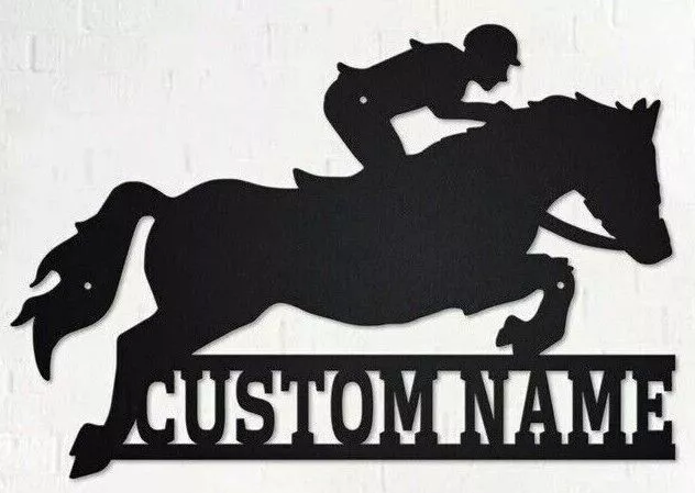 Customized Metal Equestrian Jumping Horse Farmhouse Ranch Name Address Sign gift