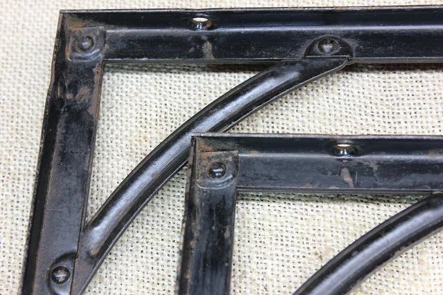 2 Old Shelf Brackets 6 X 8” Supports Rustic Rivets Industrial Age Vintage Black 9