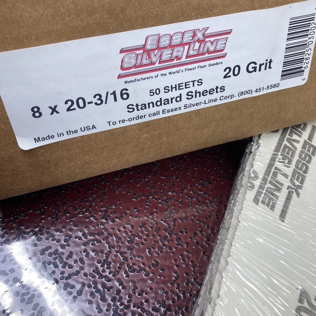 20 Grit Essex Silver Line Floor Drum Sander Sheets - Box of 50 - Fits SL8