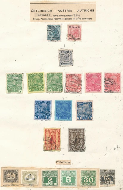 Post in Levante: 14 gestempelte Werte + Porto Nr. 4+10 xb+11x+14xb ungestempelt
