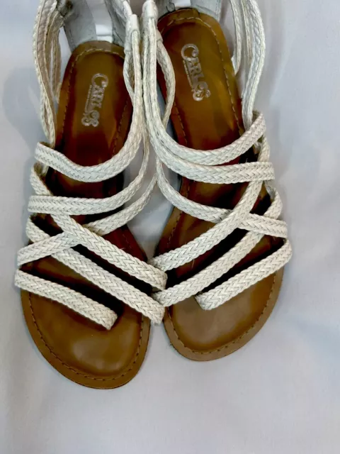 Carlos by Carlos Santana Amara White Braided Split Toe Sandals Women's Size 7.5